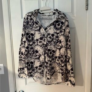 Floral Skull Print Women's Top